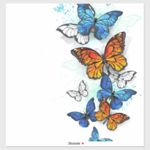 Flying Butterflies Morpho und Monarch Aufkleber