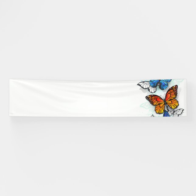 Flying Butterflies Morpho und Monarch Banner (Horizontal)