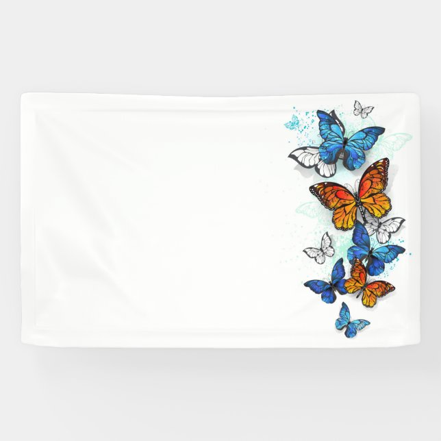 Flying Butterflies Morpho und Monarch Banner (Horizontal)