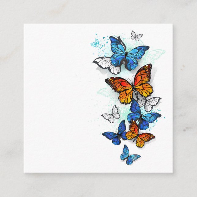 Flying Butterflies Morpho und Monarch Begleitkarte (Vorderseite)