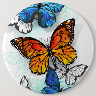 Flying Butterflies Morpho und Monarch Button
