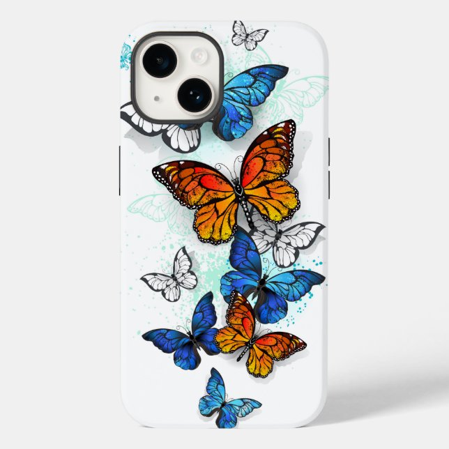 Flying Butterflies Morpho und Monarch Case-Mate iPhone 14 Hülle (Rückseite)