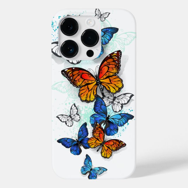 Flying Butterflies Morpho und Monarch Case-Mate iPhone 14 Pro Hülle (Rückseite)