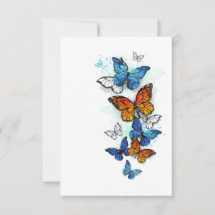 Flying Butterflies Morpho und Monarch Dankeskarte