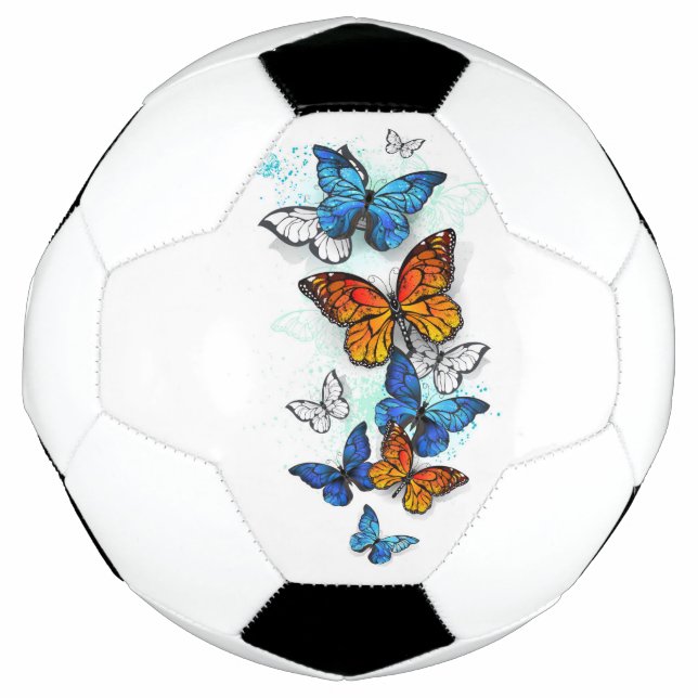 Flying Butterflies Morpho und Monarch Fußball (Vorderseite)