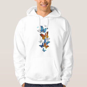 Flying Butterflies Morpho und Monarch Hoodie