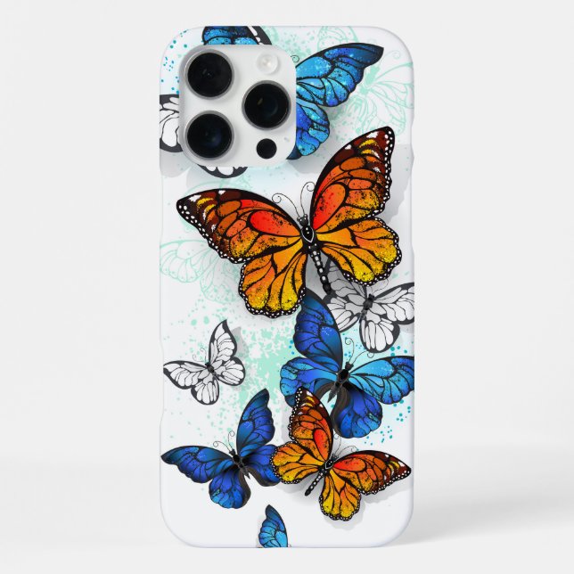 Flying Butterflies Morpho und Monarch iPhone 16 Pro Max Hülle (Rückseite)