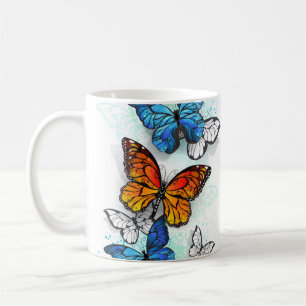 Flying Butterflies Morpho und Monarch Kaffeetasse