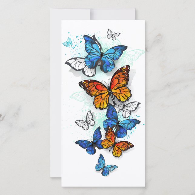 Flying Butterflies Morpho und Monarch Karte (Vorderseite)