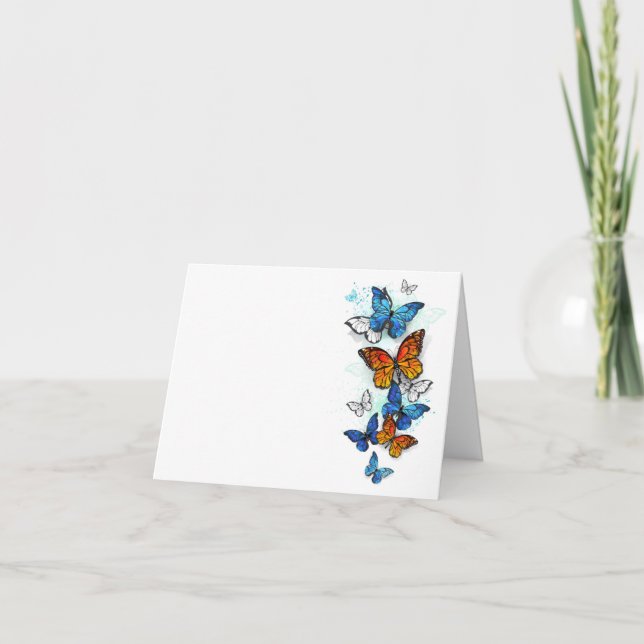 Flying Butterflies Morpho und Monarch Karte (Vorderseite)