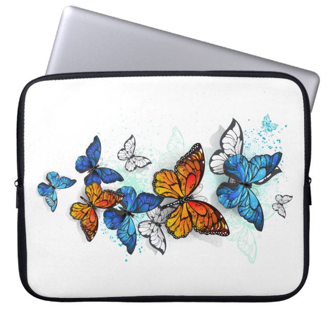 Flying Butterflies Morpho und Monarch Laptopschutzhülle (Vorderseite)