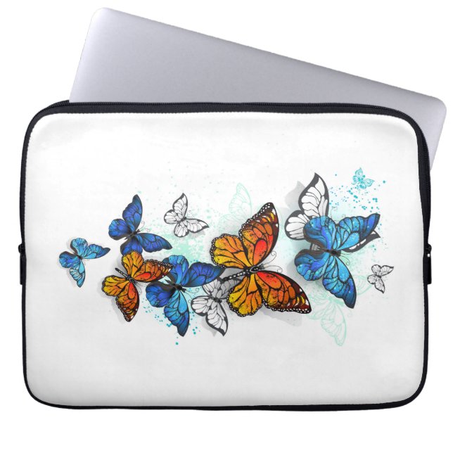 Flying Butterflies Morpho und Monarch Laptopschutzhülle (Vorderseite)