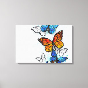 Flying Butterflies Morpho und Monarch Leinwanddruck