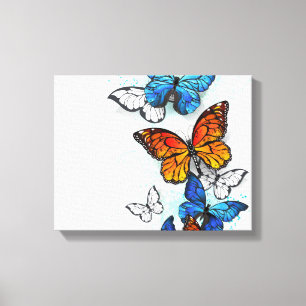 Flying Butterflies Morpho und Monarch Leinwanddruck