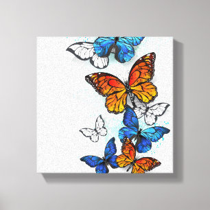 Flying Butterflies Morpho und Monarch Leinwanddruck