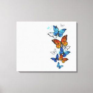 Flying Butterflies Morpho und Monarch Leinwanddruck