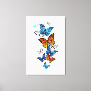 Flying Butterflies Morpho und Monarch Leinwanddruck
