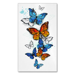 Flying Butterflies Morpho und Monarch Magnetische Visitenkarte