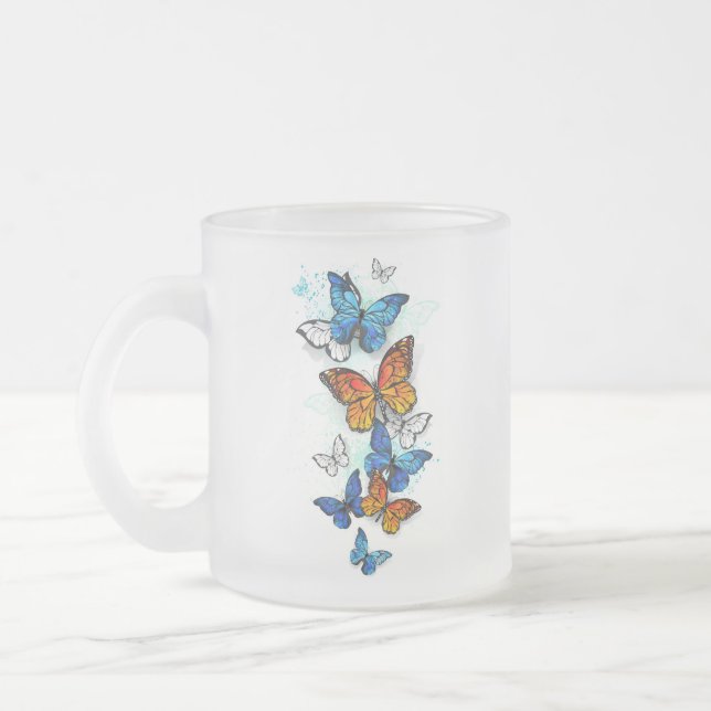 Flying Butterflies Morpho und Monarch Mattglastasse (Links)