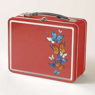 Flying Butterflies Morpho und Monarch Metall Brotdose