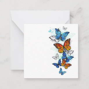 Flying Butterflies Morpho und Monarch Mitteilungskarte