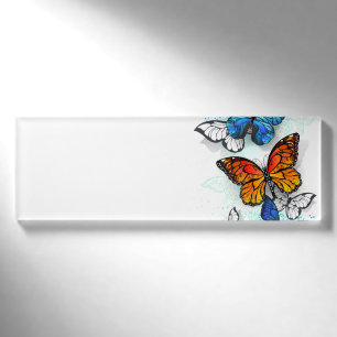 Flying Butterflies Morpho und Monarch Namenschild