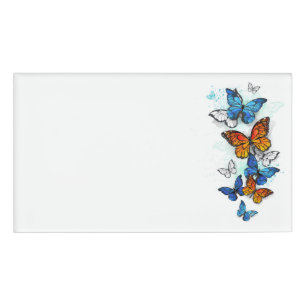 Flying Butterflies Morpho und Monarch Namenschild
