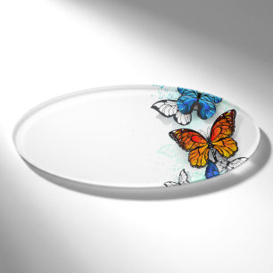 Flying Butterflies Morpho und Monarch Namenschild