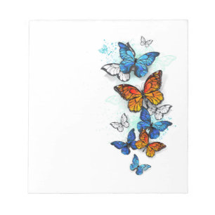 Flying Butterflies Morpho und Monarch Notizblock