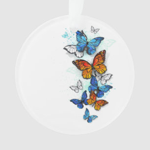 Flying Butterflies Morpho und Monarch Ornament
