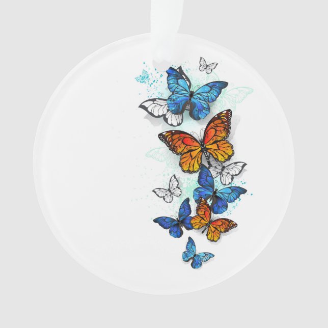 Flying Butterflies Morpho und Monarch Ornament (Vorderseite)