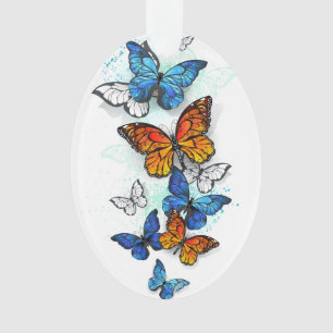 Flying Butterflies Morpho und Monarch Ornament