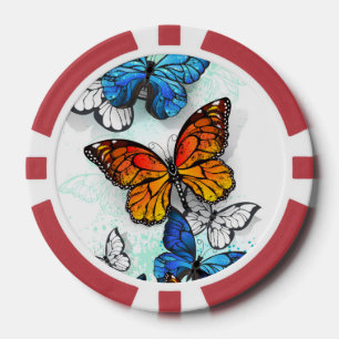 Flying Butterflies Morpho und Monarch Pokerchips