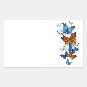 Flying Butterflies Morpho und Monarch Rechteckiger Aufkleber