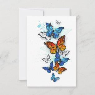 Flying Butterflies Morpho und Monarch RSVP Karte