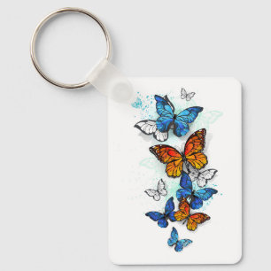 Flying Butterflies Morpho und Monarch Schlüsselanhänger