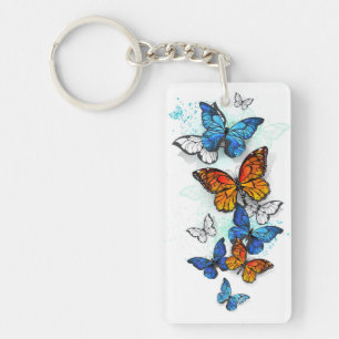 Flying Butterflies Morpho und Monarch Schlüsselanhänger