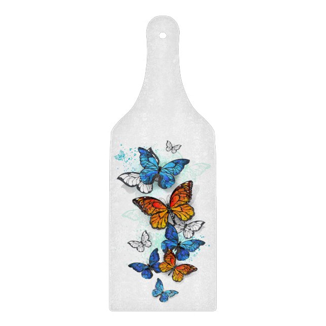 Flying Butterflies Morpho und Monarch Schneidebrett (Vorderseite)