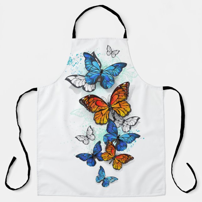 Flying Butterflies Morpho und Monarch Schürze (Vorderseite)