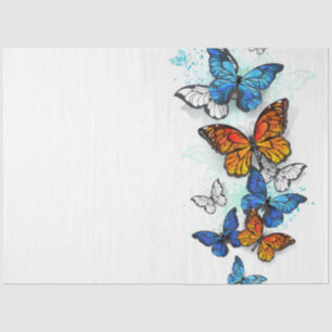 Flying Butterflies Morpho und Monarch Seidenpapier