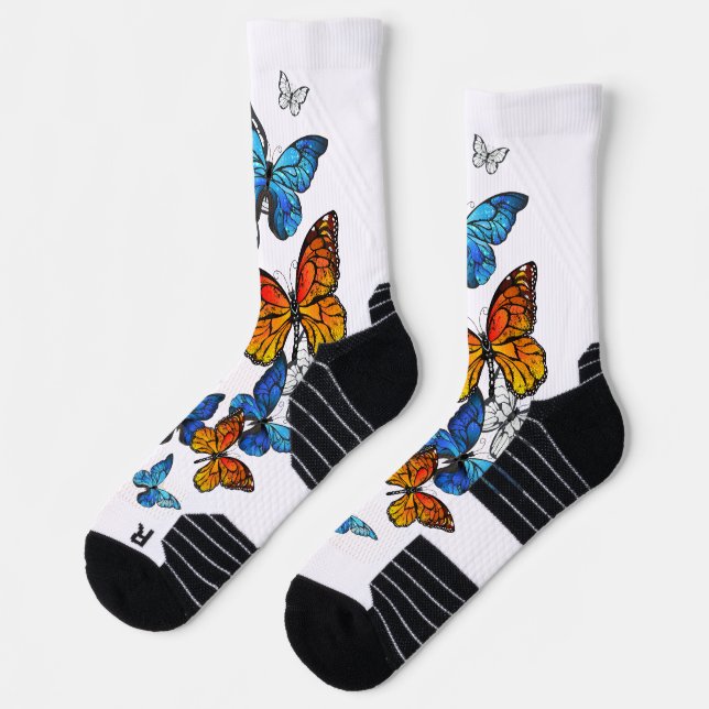 Flying Butterflies Morpho und Monarch Socken (Links)