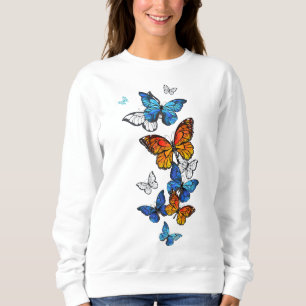 Flying Butterflies Morpho und Monarch Sweatshirt