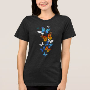 Flying Butterflies Morpho und Monarch Tri-Blend Shirt