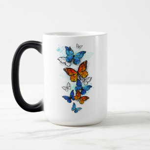 Flying Butterflies Morpho und Monarch Verwandlungstasse