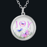 Flying Butterflies Necklace Joy Versilberte Kette<br><div class="desc">Spring Joy - Farbenfrohe Schmetterlinge in der Natur fliegen - Gemälde - Anpassbar - Wählen / Fügen Sie Ihren einzigartigen Text - Name / Farben / Schriftart / Größe / Elemente - Bild / mehr - Machen Sie Ihr besonderes Geschenk - Umformen und verschieben oder entfernen und fügen Sie Elemente...</div>