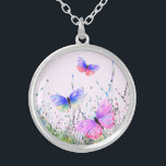 Flying Butterflies Necklace Versilberte Kette<br><div class="desc">Necklace mit Spring Joy Colorful Butterflies Flying in Nature Wasserfarbe Malerei Schmetterling und Blume Ketten - wählen / Fügen Sie Ihre Lieblings-Text / Farbe - Make Your Unique Necklaces Gift - Größe ändern und verschieben oder entfernen und fügen Sie Elemente mit Anpassungs-Tool! - Zeichn und Design von MIGNED. Sie können...</div>