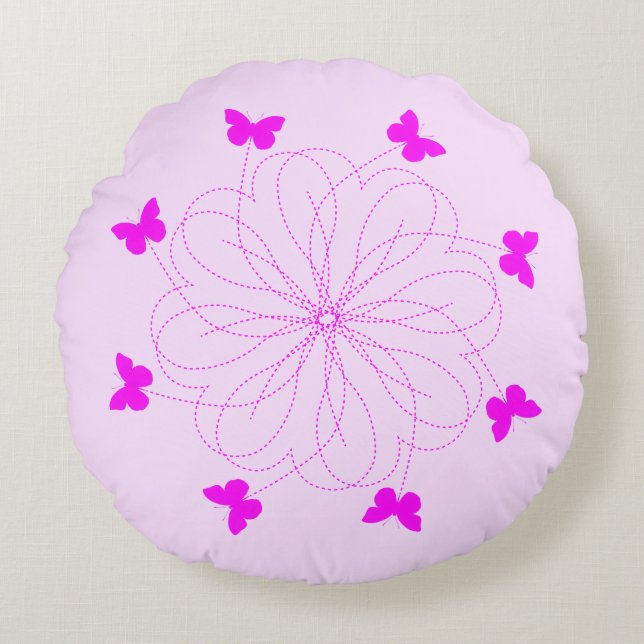 Flying Butterflies Round Pillow Rundes Kissen (Vorderseite)