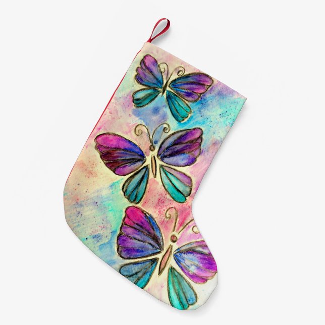 Flying Butterflies Weihnachts-Strumpf Kleiner Weihnachtsstrumpf (Vorderansicht (hängend))
