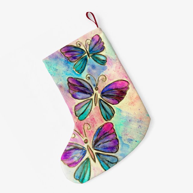 Flying Butterflies Weihnachts-Strumpf Kleiner Weihnachtsstrumpf (Rückseite (Hängend))
