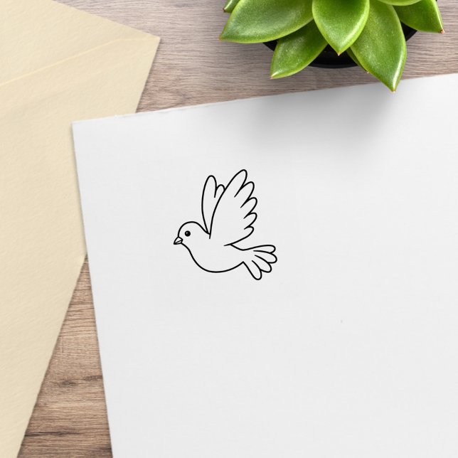 Flying Cartoon Dove Bird 1x1 Gummistempel (Von Creator hochgeladen)